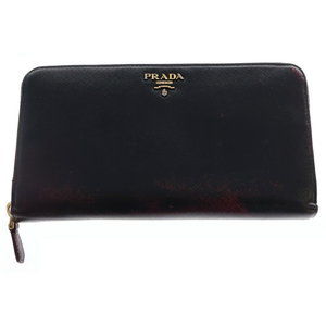 Prada SAFFIANO Leather Long Wallet Zip Black